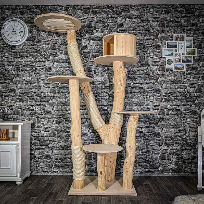 Naturkratzbaum 207 cm hoch Kratzbaum Natur Holz Design 2936 Katzenbaum