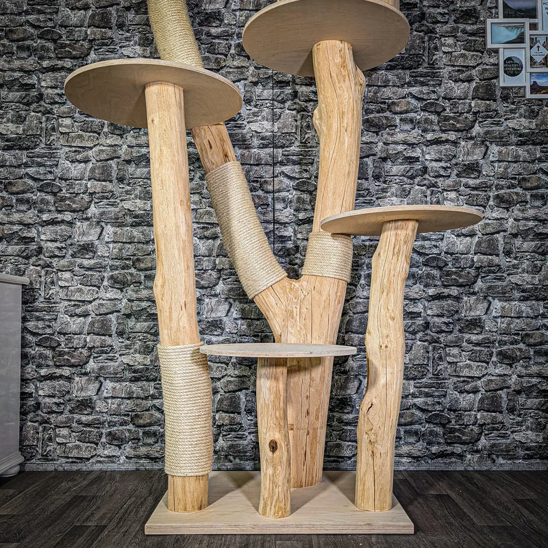 Naturkratzbaum 207 cm hoch Kratzbaum Natur Holz Design 2936 Katzenbaum