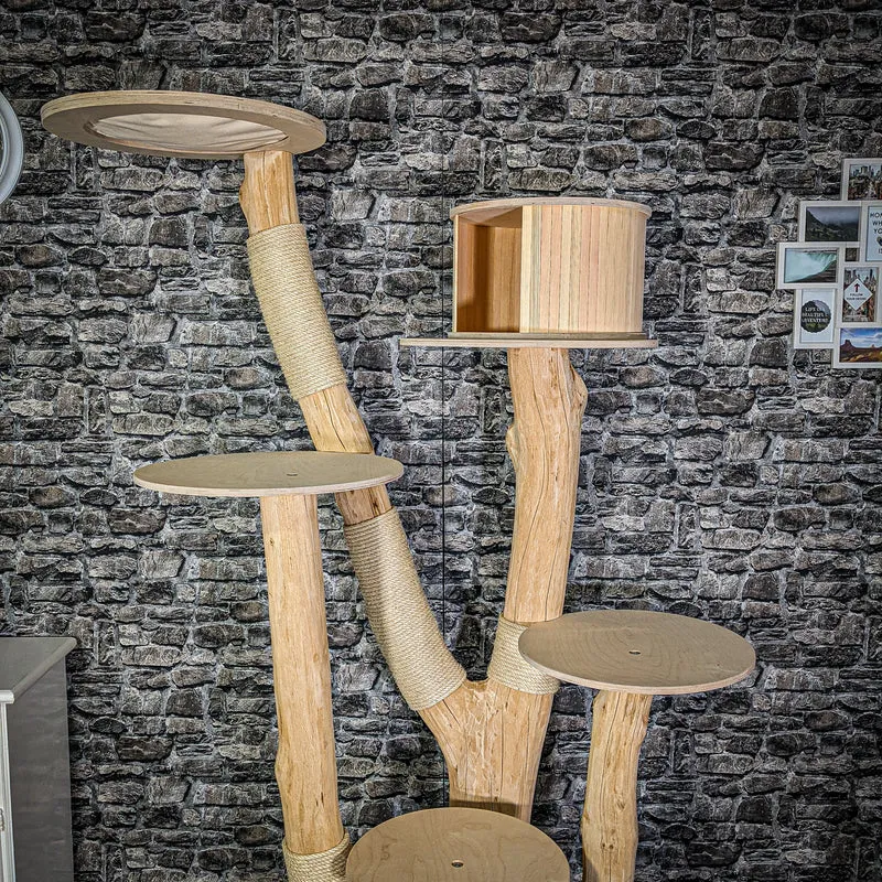 Naturkratzbaum 207 cm hoch Kratzbaum Natur Holz Design 2936 Katzenbaum