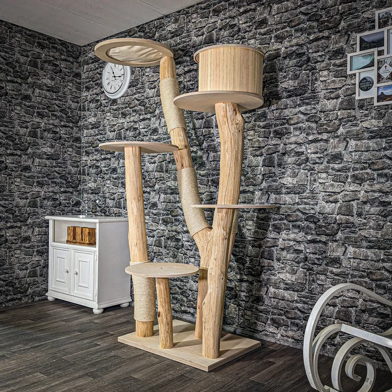 Naturkratzbaum 207 cm hoch Kratzbaum Natur Holz Design 2936 Katzenbaum
