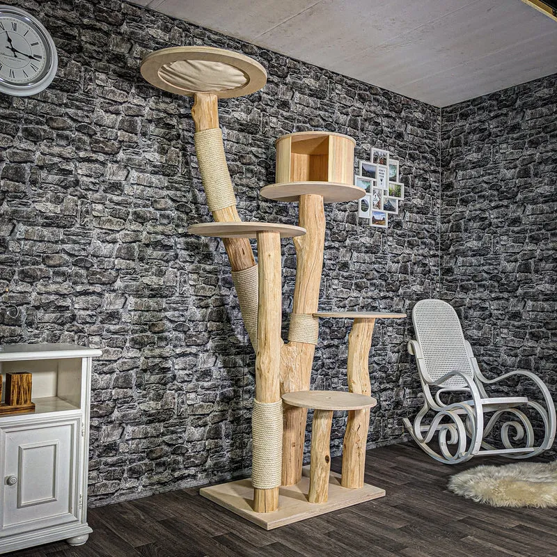 Naturkratzbaum 207 cm hoch Kratzbaum Natur Holz Design 2936 Katzenbaum