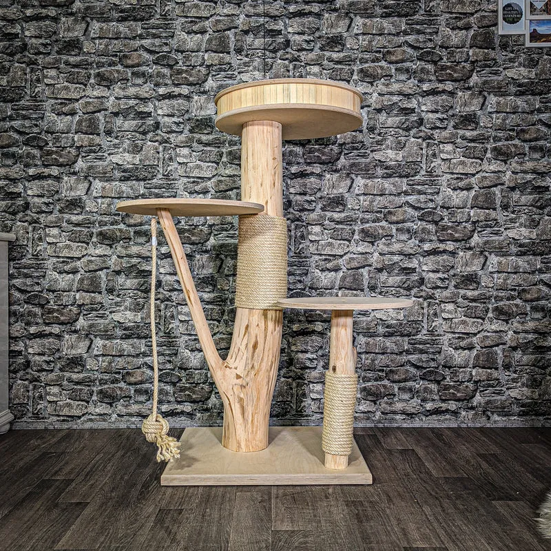 Naturkratzbaum 113 cm hoch Kratzbaum Natur Holz Design 2926 Katzenbaum
