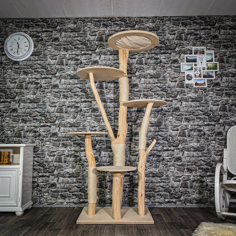Naturkratzbaum 2921 Kratzbaum Natur Holz Design 195 cm hoch Katzenbaum