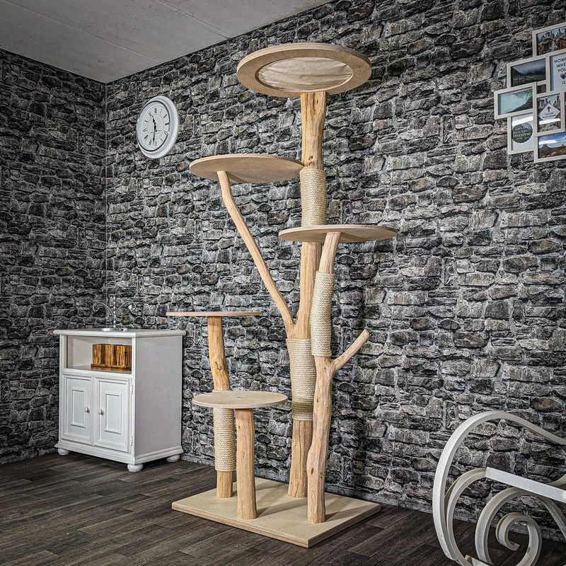 Naturkratzbaum 2921 Kratzbaum Natur Holz Design 195 cm hoch Katzenbaum