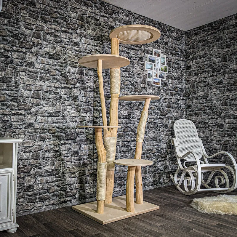 Naturkratzbaum 2921 Kratzbaum Natur Holz Design 195 cm hoch Katzenbaum