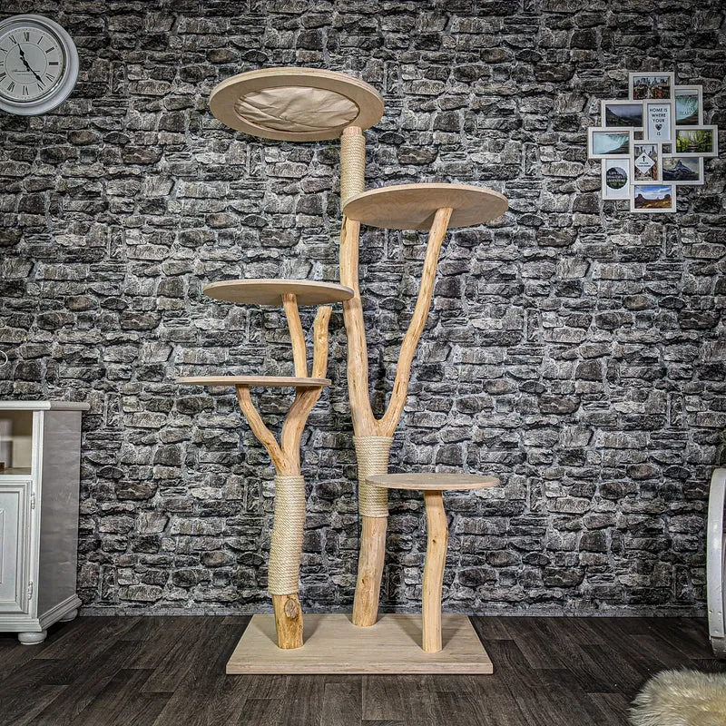 Naturkratzbaum 2920 Kratzbaum Natur Holz Design 177 cm hoch Katzenbaum