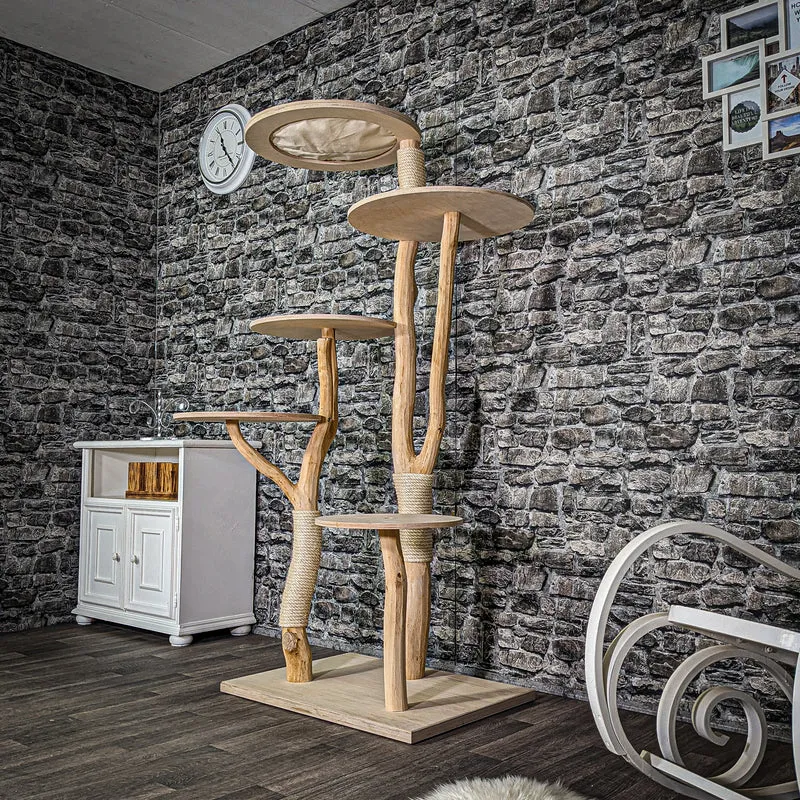 Naturkratzbaum 2920 Kratzbaum Natur Holz Design 177 cm hoch Katzenbaum