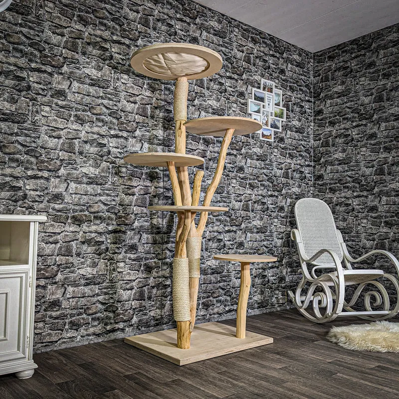 Naturkratzbaum 2920 Kratzbaum Natur Holz Design 177 cm hoch Katzenbaum