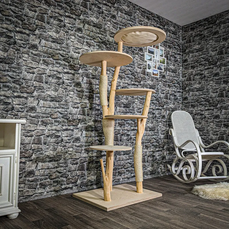 Naturkratzbaum 2919 Kratzbaum Natur Holz Design 175 cm hoch Katzenbaum