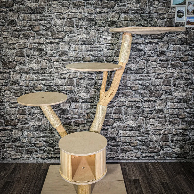 Naturkratzbaum 146 cm hoch Kratzbaum Natur Holz Design 2918 Katzenbaum