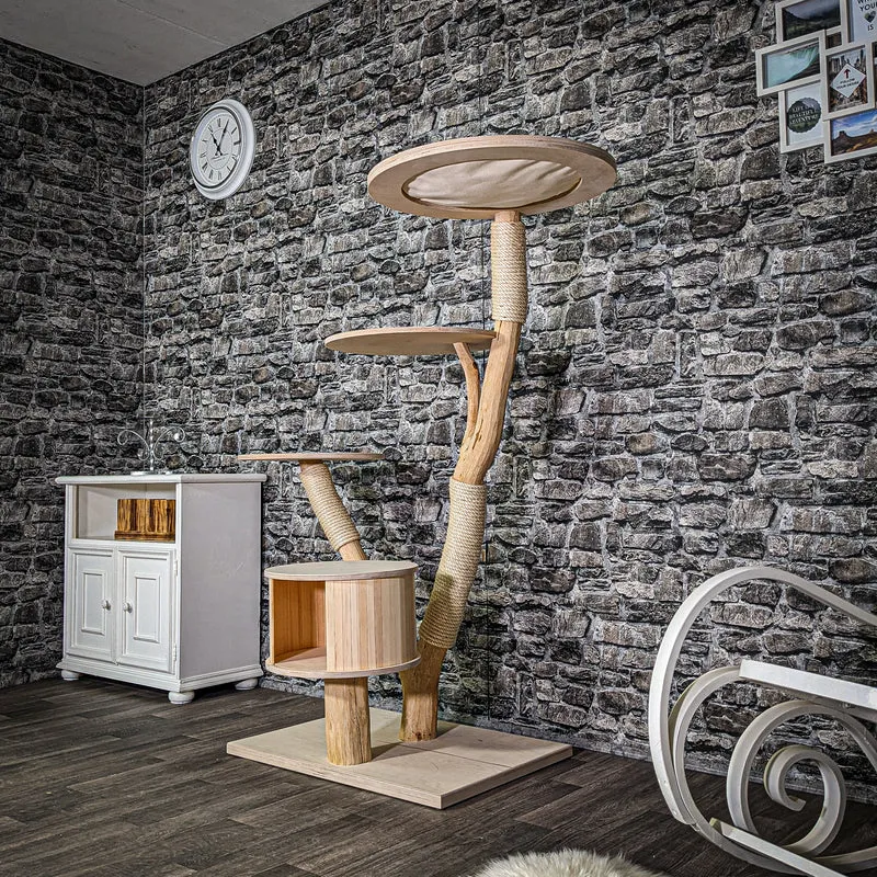 Naturkratzbaum 146 cm hoch Kratzbaum Natur Holz Design 2918 Katzenbaum