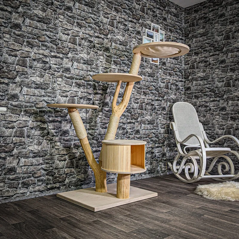 Naturkratzbaum 146 cm hoch Kratzbaum Natur Holz Design 2918 Katzenbaum