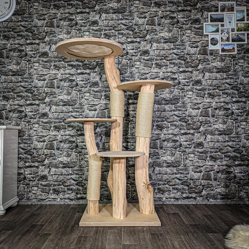 Naturkratzbaum 144 cm hoch Kratzbaum Natur Holz Design 2917 Katzenbaum