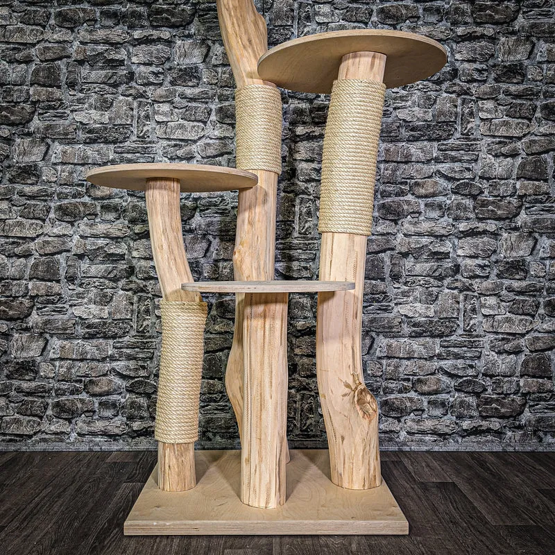 Naturkratzbaum 144 cm hoch Kratzbaum Natur Holz Design 2917 Katzenbaum