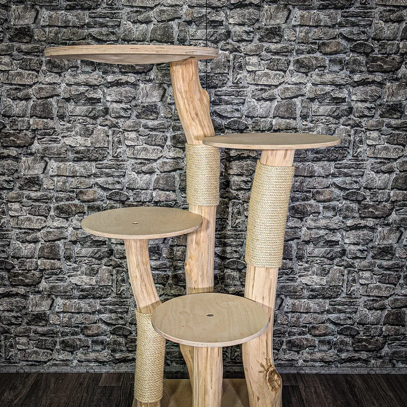 Naturkratzbaum 144 cm hoch Kratzbaum Natur Holz Design 2917 Katzenbaum