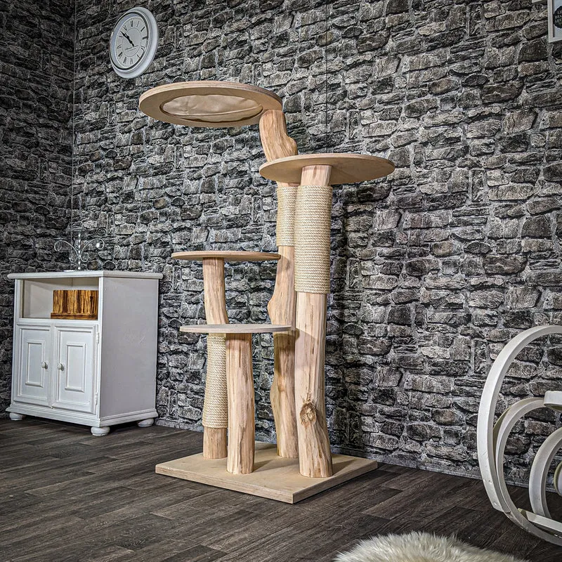 Naturkratzbaum 144 cm hoch Kratzbaum Natur Holz Design 2917 Katzenbaum
