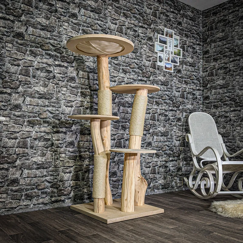 Naturkratzbaum 144 cm hoch Kratzbaum Natur Holz Design 2917 Katzenbaum