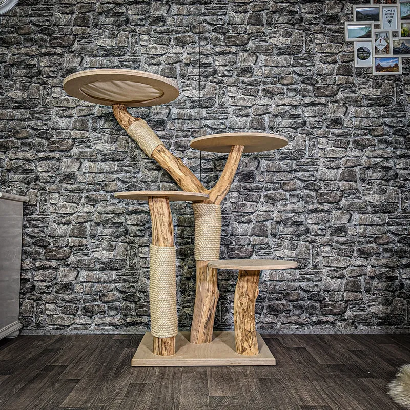 Naturkratzbaum 132 cm hoch Kratzbaum Natur Holz Design 2915 Katzenbaum