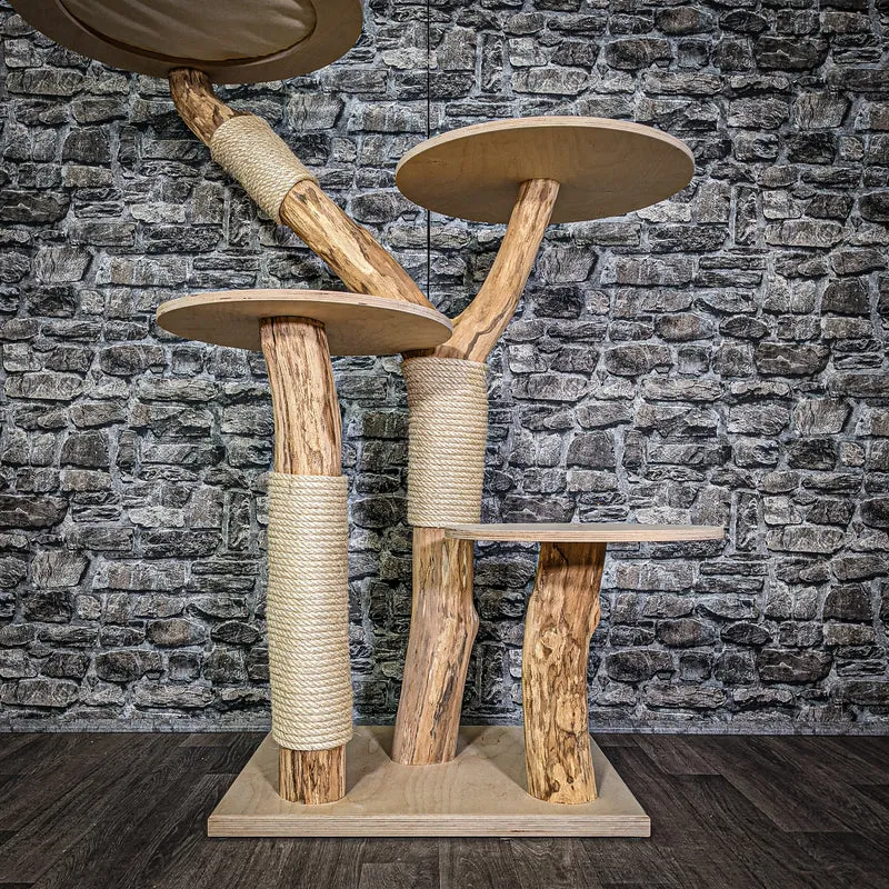 Naturkratzbaum 132 cm hoch Kratzbaum Natur Holz Design 2915 Katzenbaum
