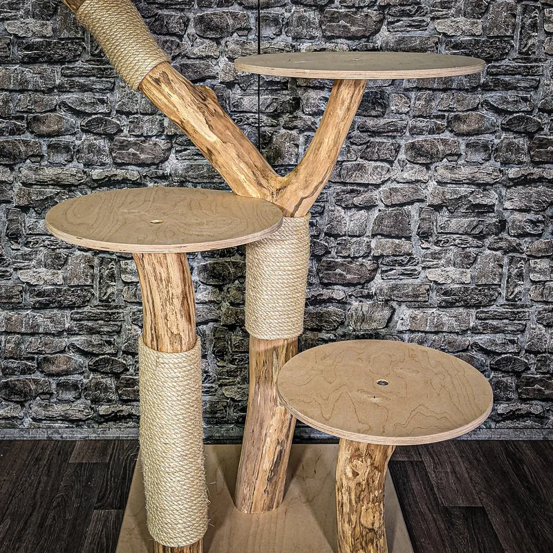 Naturkratzbaum 132 cm hoch Kratzbaum Natur Holz Design 2915 Katzenbaum