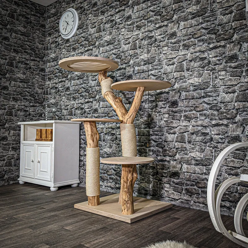 Naturkratzbaum 132 cm hoch Kratzbaum Natur Holz Design 2915 Katzenbaum