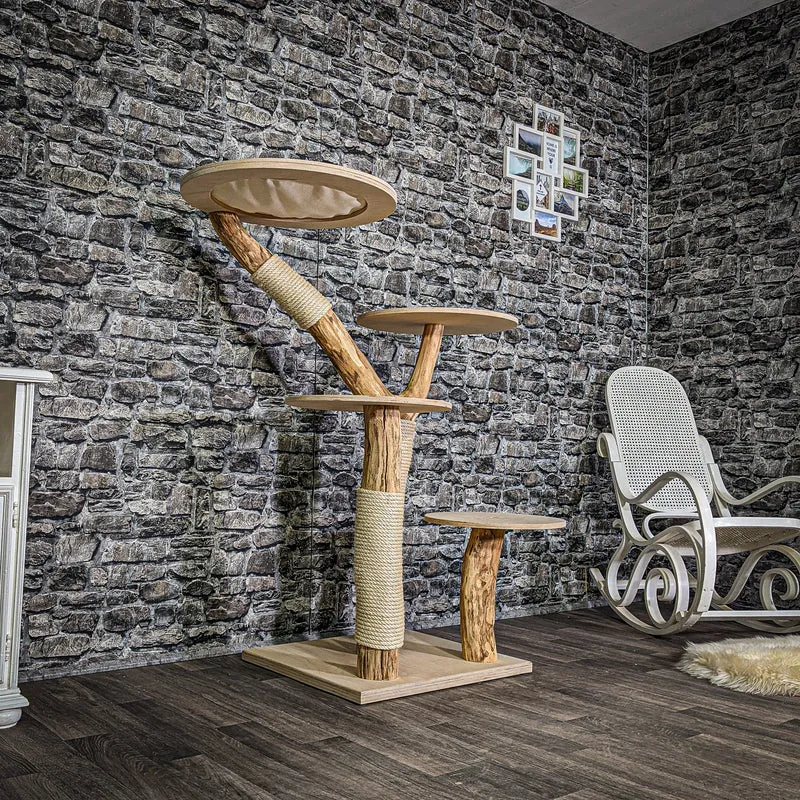 Naturkratzbaum 132 cm hoch Kratzbaum Natur Holz Design 2915 Katzenbaum