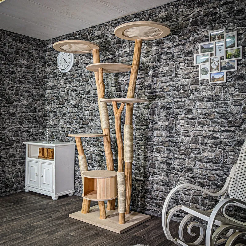 Naturkratzbaum 206 cm hoch Kratzbaum Natur Holz Design 2914 Katzenbaum