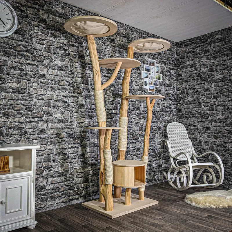 Naturkratzbaum 206 cm hoch Kratzbaum Natur Holz Design 2914 Katzenbaum