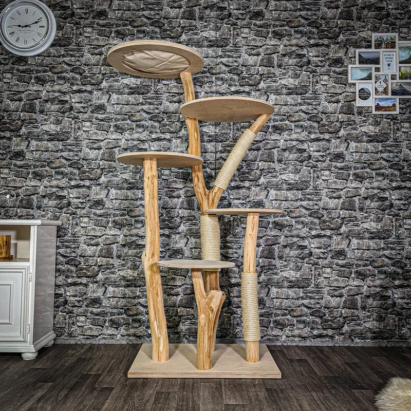 Naturkratzbaum 2908 Kratzbaum Natur Holz Design 176 cm hoch Katzenbaum