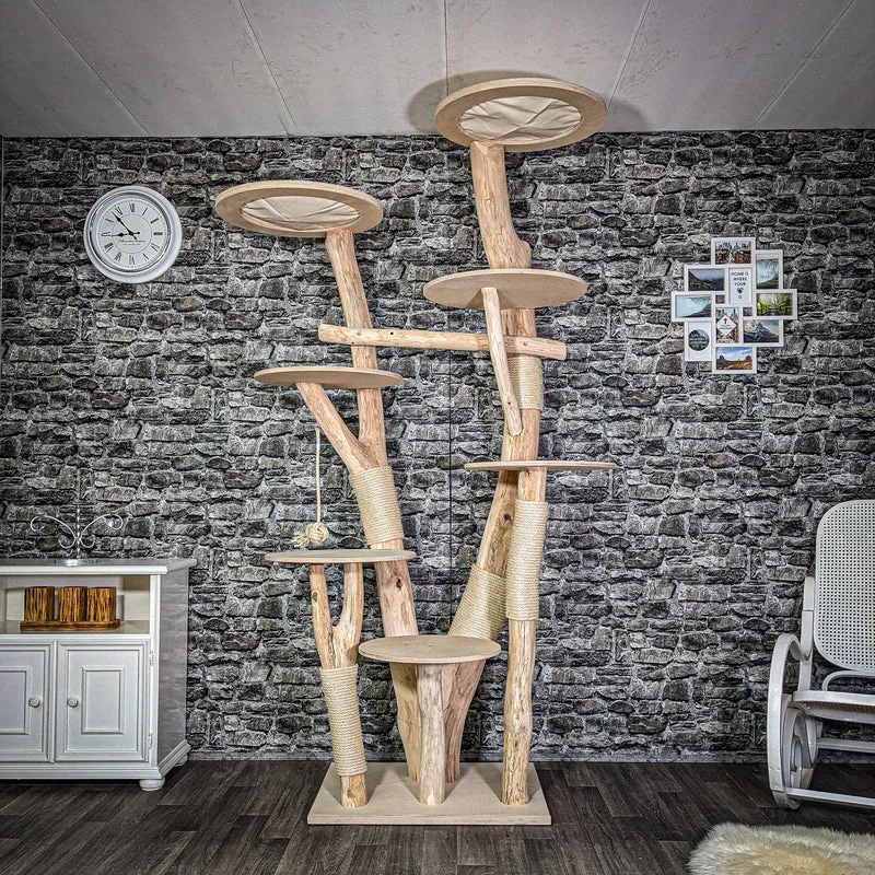Naturkratzbaum 2906 Kratzbaum Natur Holz Design 233 cm hoch Katzenbaum