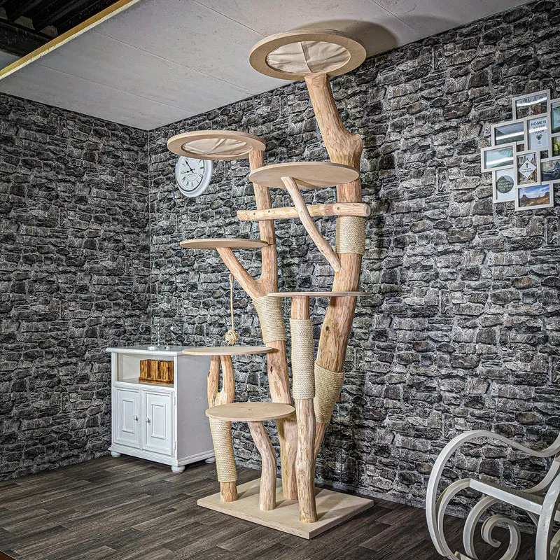 Naturkratzbaum 2906 Kratzbaum Natur Holz Design 233 cm hoch Katzenbaum