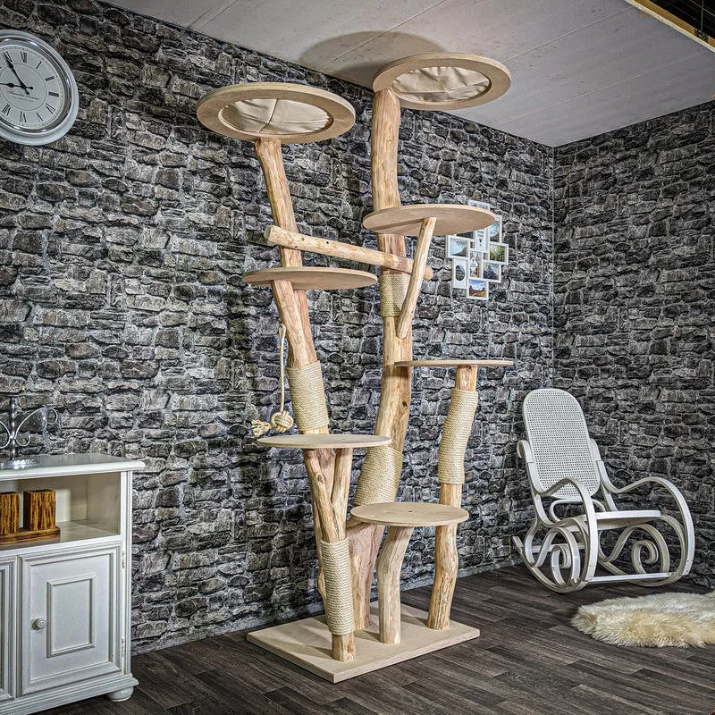 Naturkratzbaum 2906 Kratzbaum Natur Holz Design 233 cm hoch Katzenbaum
