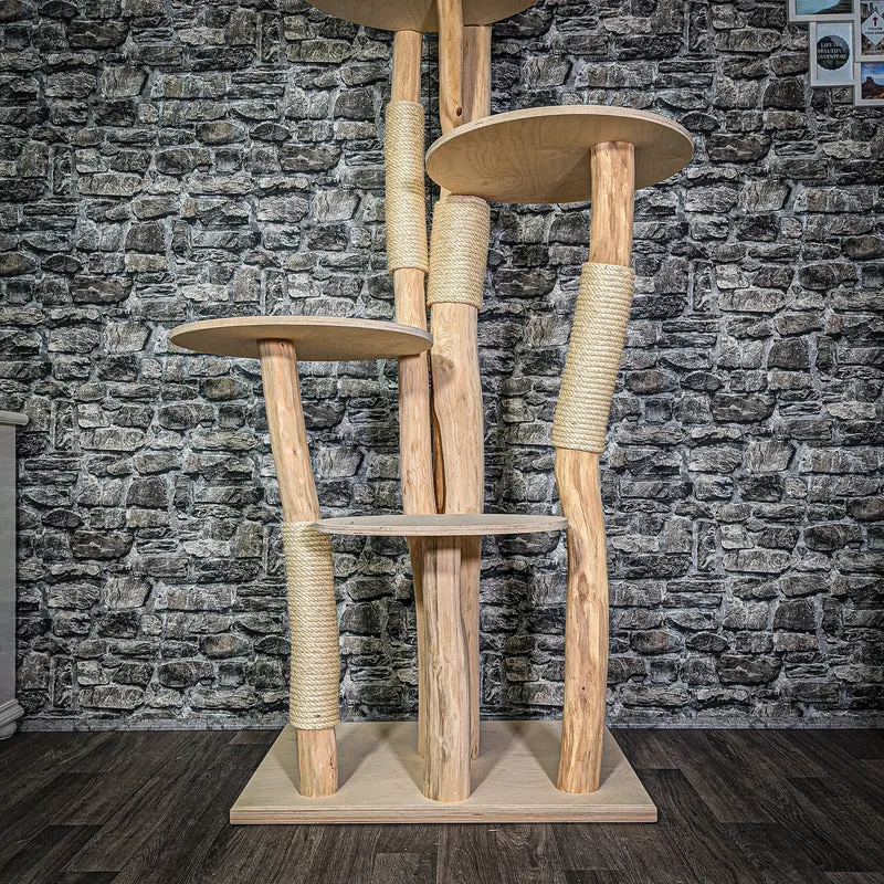 Naturkratzbaum 195 cm hoch Kratzbaum Natur Holz Design 2905 Katzenbaum