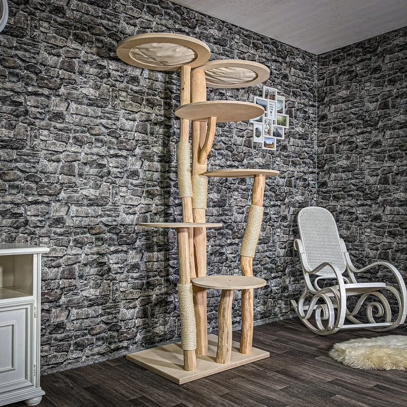 Naturkratzbaum 195 cm hoch Kratzbaum Natur Holz Design 2905 Katzenbaum