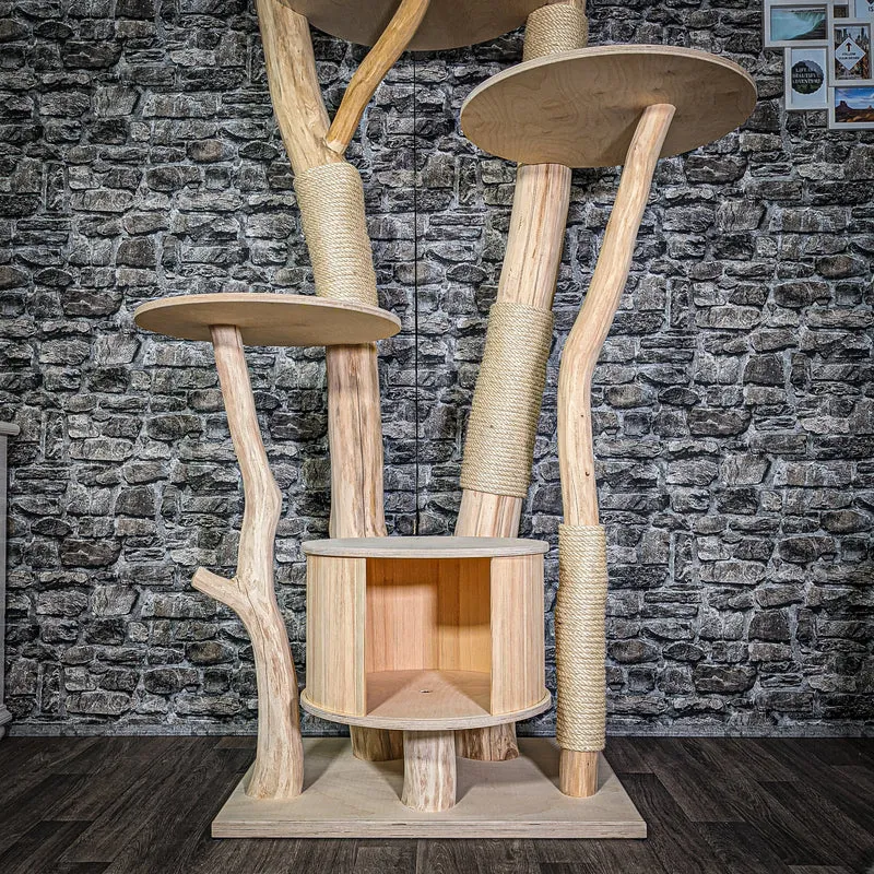 Naturkratzbaum 202 cm hoch Kratzbaum Natur Holz Design 2904 Katzenbaum