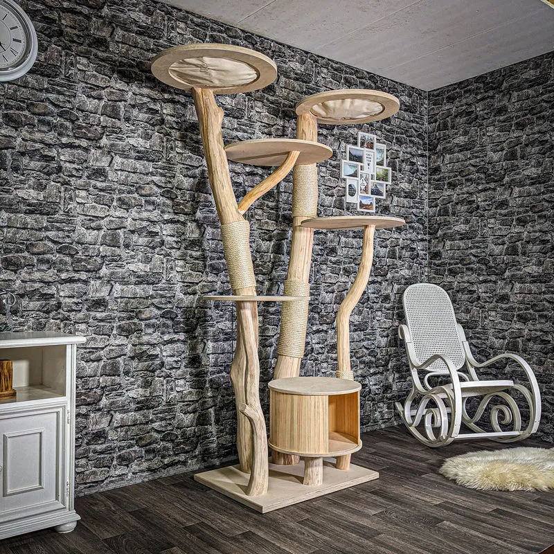 Naturkratzbaum 202 cm hoch Kratzbaum Natur Holz Design 2904 Katzenbaum