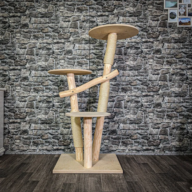 Naturkratzbaum 133 cm hoch Kratzbaum Natur Holz Design 2903 Katzenbaum