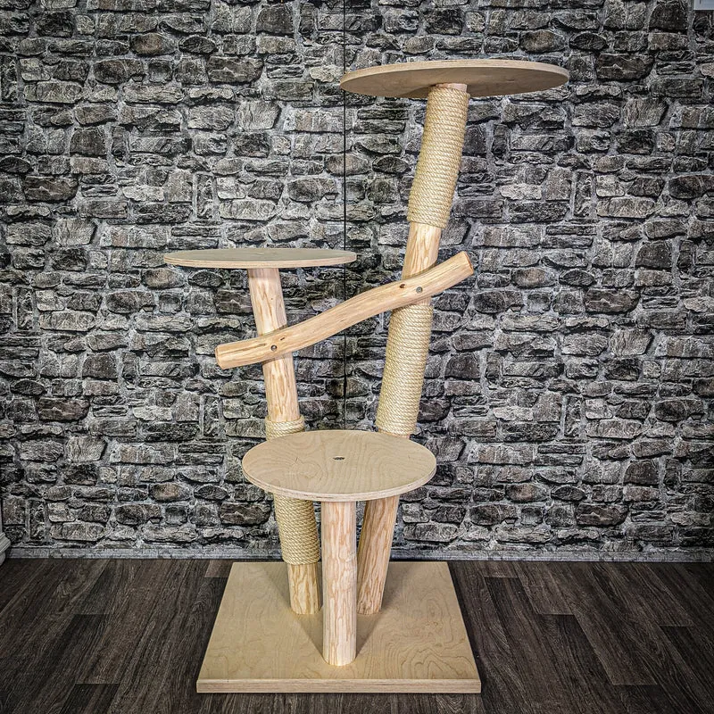 Naturkratzbaum 133 cm hoch Kratzbaum Natur Holz Design 2903 Katzenbaum