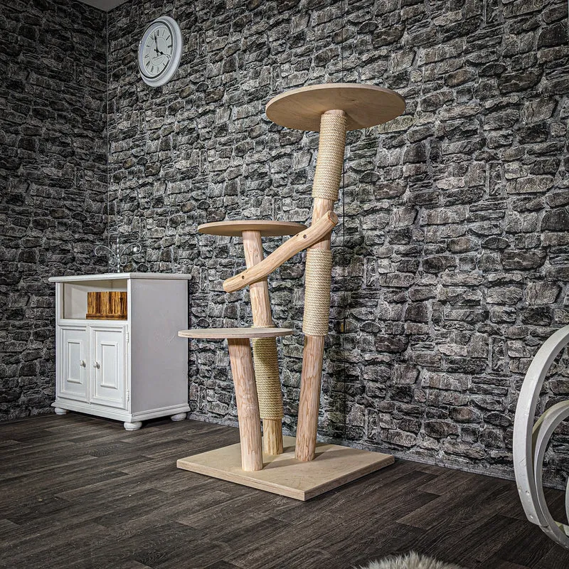 Naturkratzbaum 133 cm hoch Kratzbaum Natur Holz Design 2903 Katzenbaum