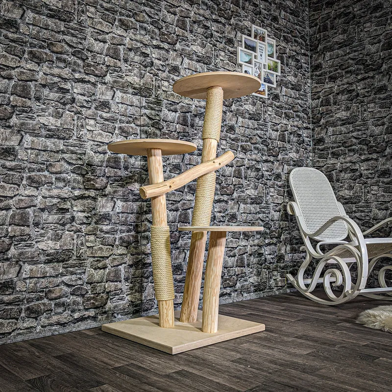 Naturkratzbaum 133 cm hoch Kratzbaum Natur Holz Design 2903 Katzenbaum