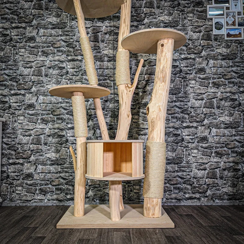 Naturkratzbaum 215 cm hoch Kratzbaum Natur Holz Design 2901 Katzenbaum
