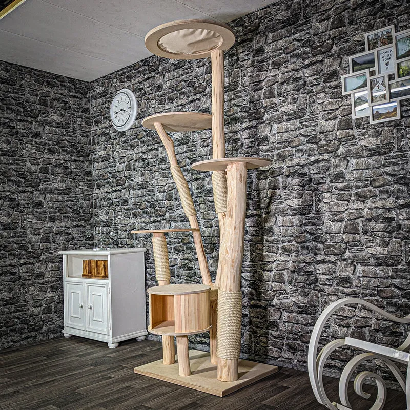 Naturkratzbaum 215 cm hoch Kratzbaum Natur Holz Design 2901 Katzenbaum
