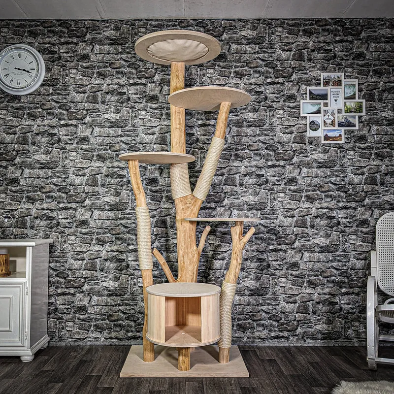 Naturkratzbaum 210 cm hoch Kratzbaum Natur Holz Design 2900 Katzenbaum
