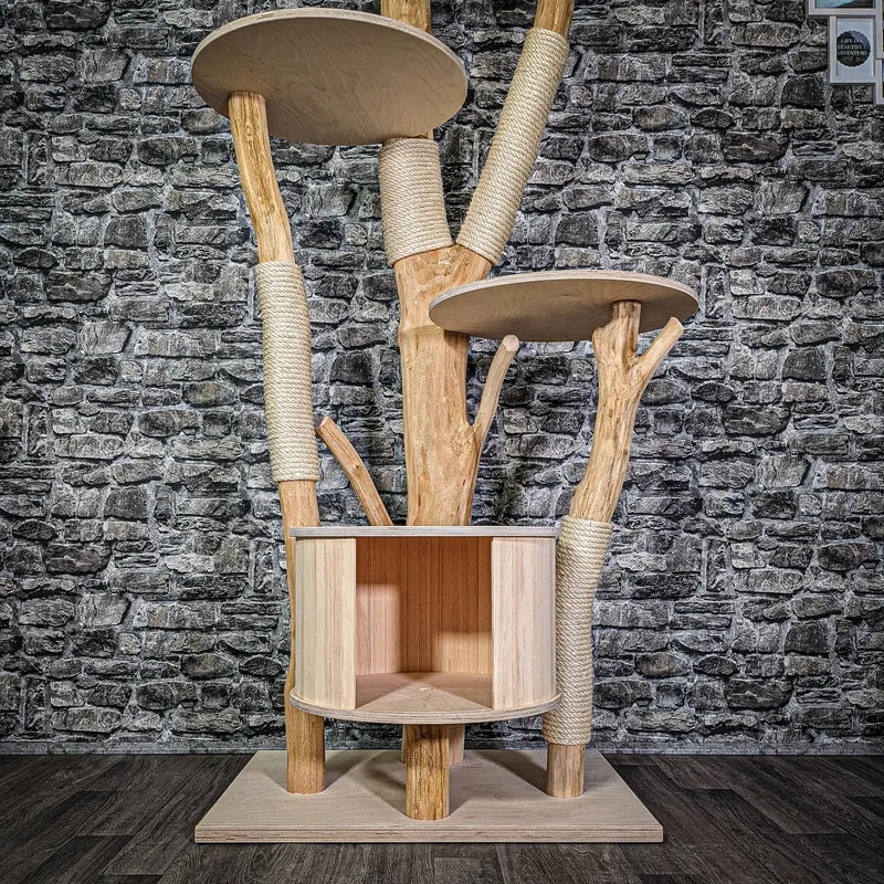 Naturkratzbaum 210 cm hoch Kratzbaum Natur Holz Design 2900 Katzenbaum