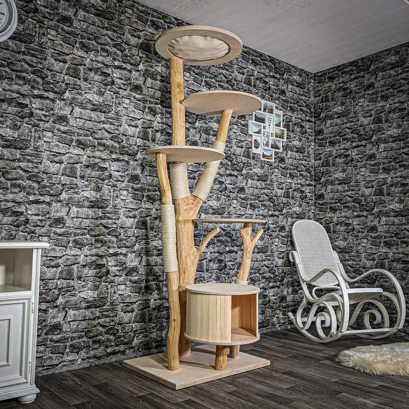 Naturkratzbaum 210 cm hoch Kratzbaum Natur Holz Design 2900 Katzenbaum
