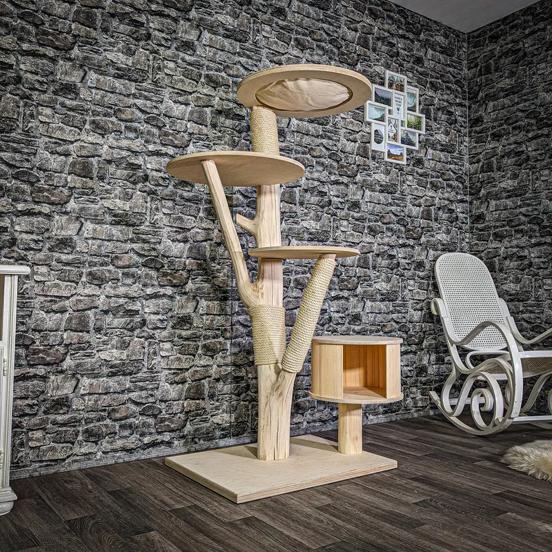 Naturkratzbaum 157 cm hoch Kratzbaum Natur Holz Design 2899 Katzenbaum