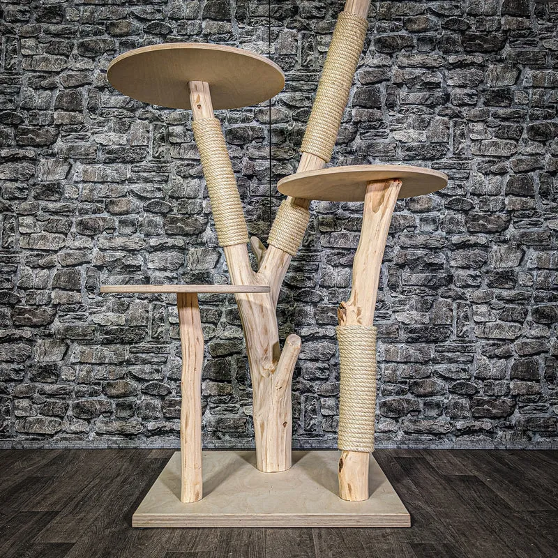 Naturkratzbaum 2895 Kratzbaum Natur Holz Design 145 cm hoch Katzenbaum