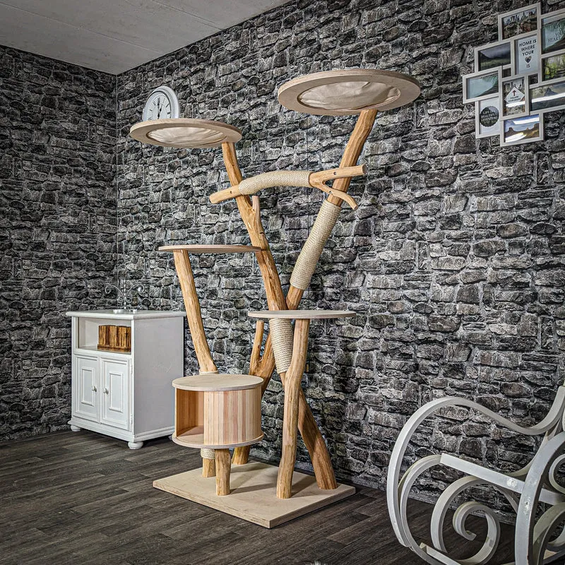 Naturkratzbaum 175 cm hoch Kratzbaum Natur Holz Design 2894 Katzenbaum