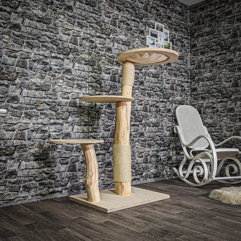 Naturkratzbaum 135 cm hoch Kratzbaum Natur Holz Design 2891 Katzenbaum