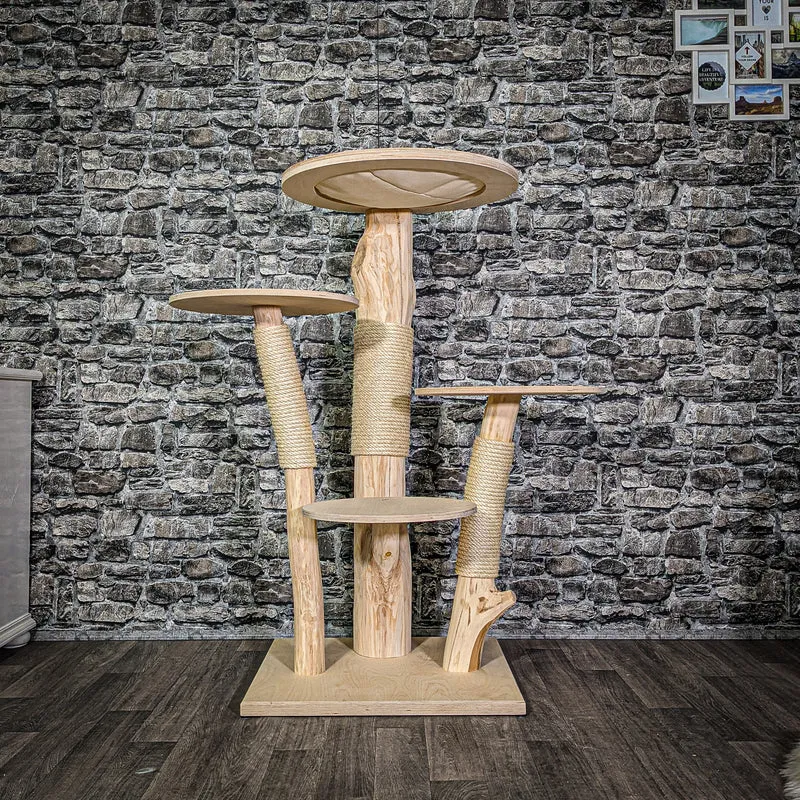 Naturkratzbaum 122 cm hoch Kratzbaum Natur Holz Design 2888 Katzenbaum